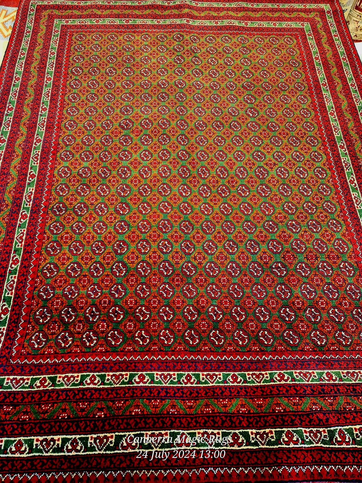 This Bukhara rugs were originally woven by the nomadic Turkman tribe in Afghanistan