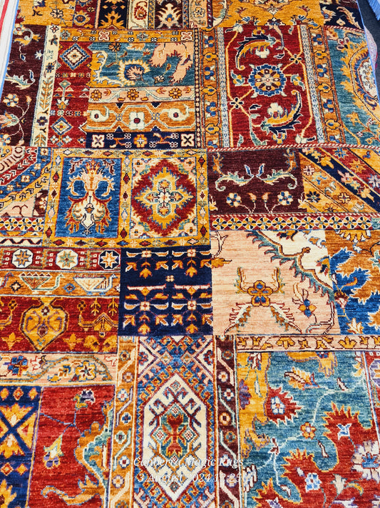 fantastic natural red base with Multi colour - /products/copy-superfine-kazak-made-from-pure-lambs-wool-pile-on-cotton-based