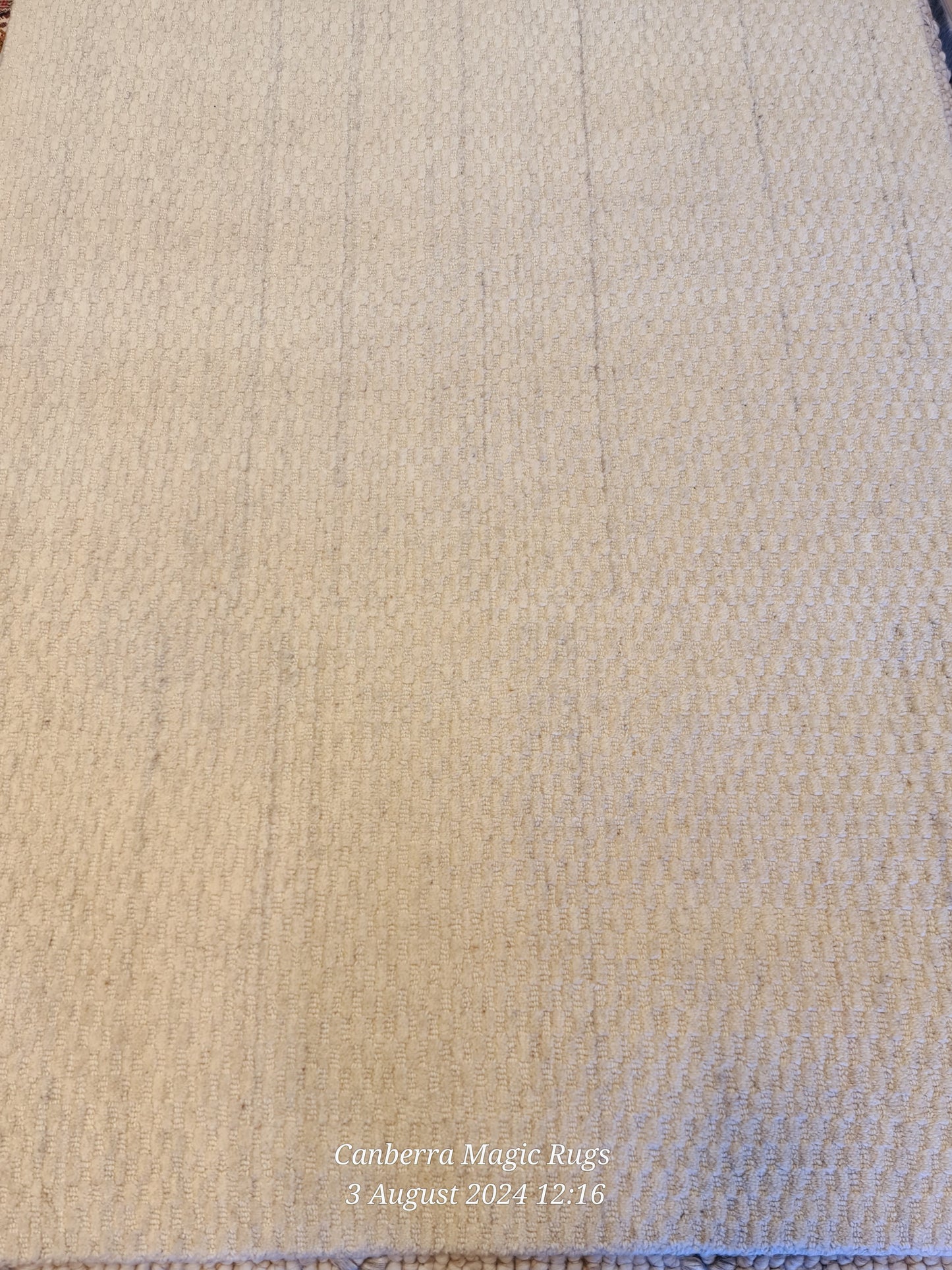 Handmade Woven Rugs - Geometric Pattern and Natural Undyed Wool (Soft Cream/Off-White Color)