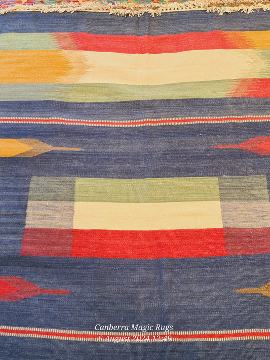 Wool on cotton KILLIM Rugs - /products/copy-this-beautiful-rainbow-killim-is-a-natural-dyes-and-100-wool-handwoven-in-maimana-northern-afghanistan-1