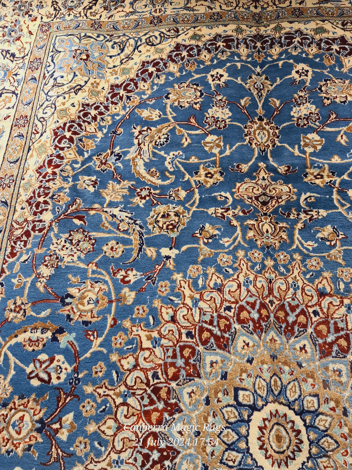 Persian Nain Blue Wool & Silk