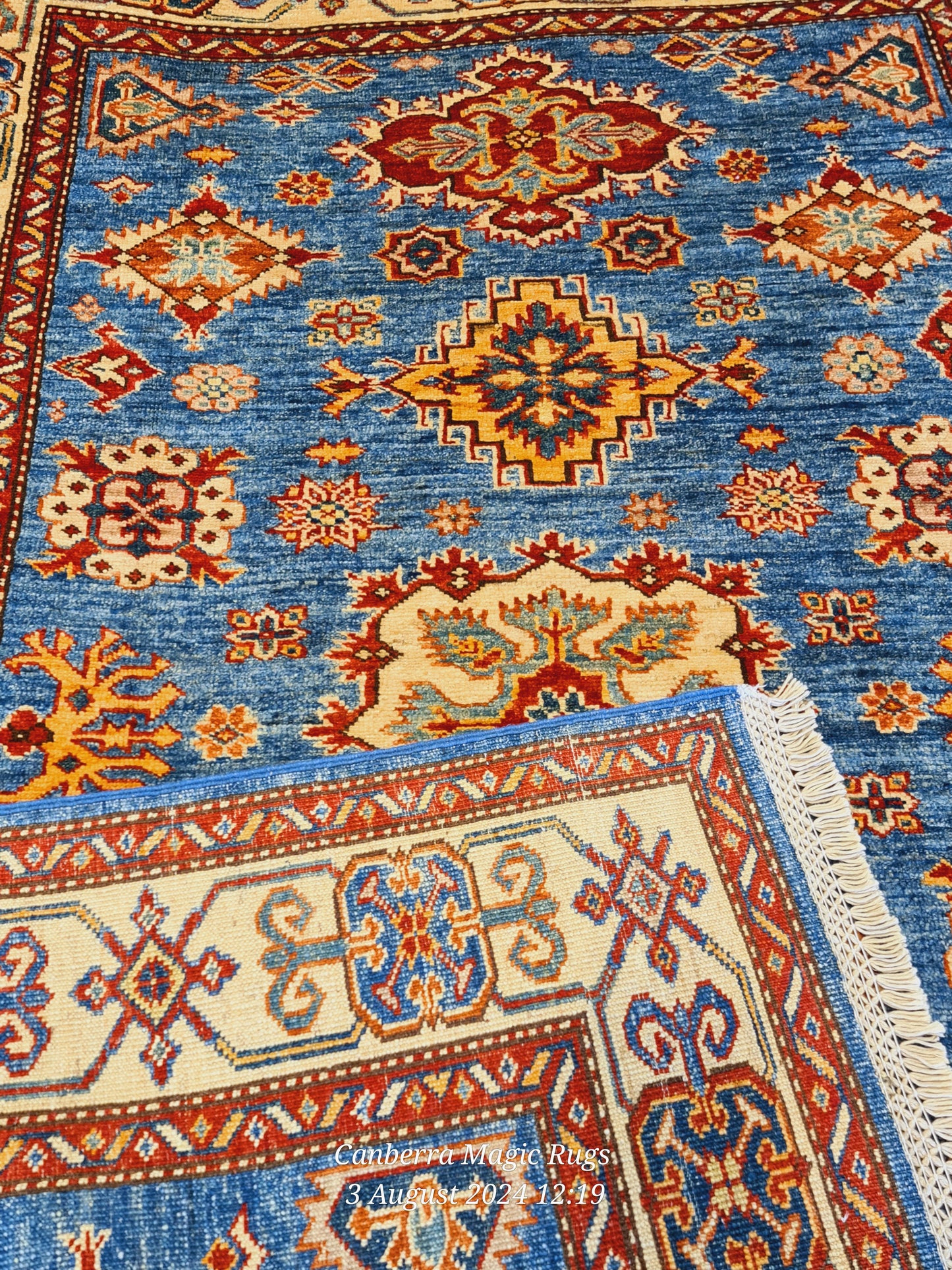 Superfine Kazak made from pure Lamb's Wool pile on cotton Based