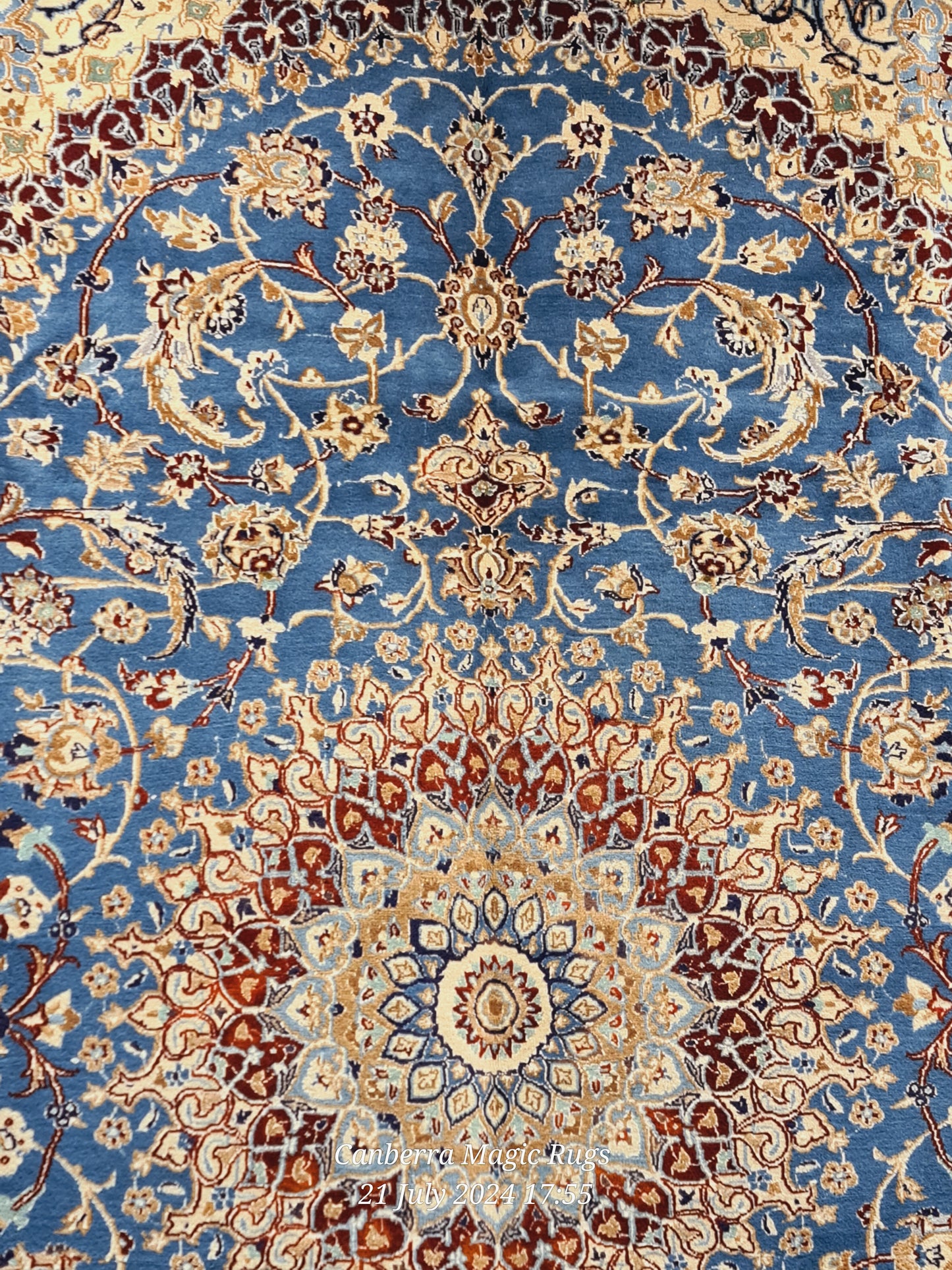 Persian Nain Blue Wool & Silk