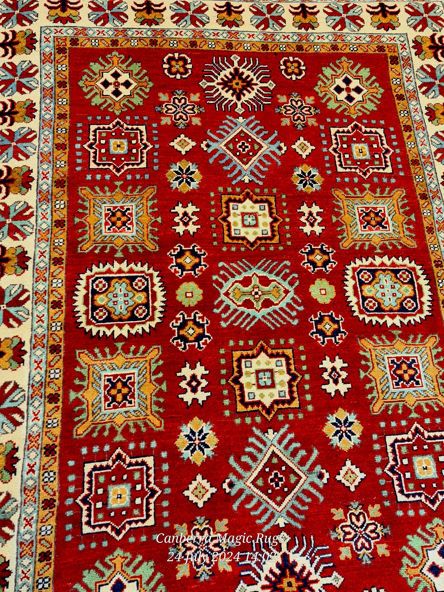 Hand Knotted Kazak with Natural Vegetable Dyes