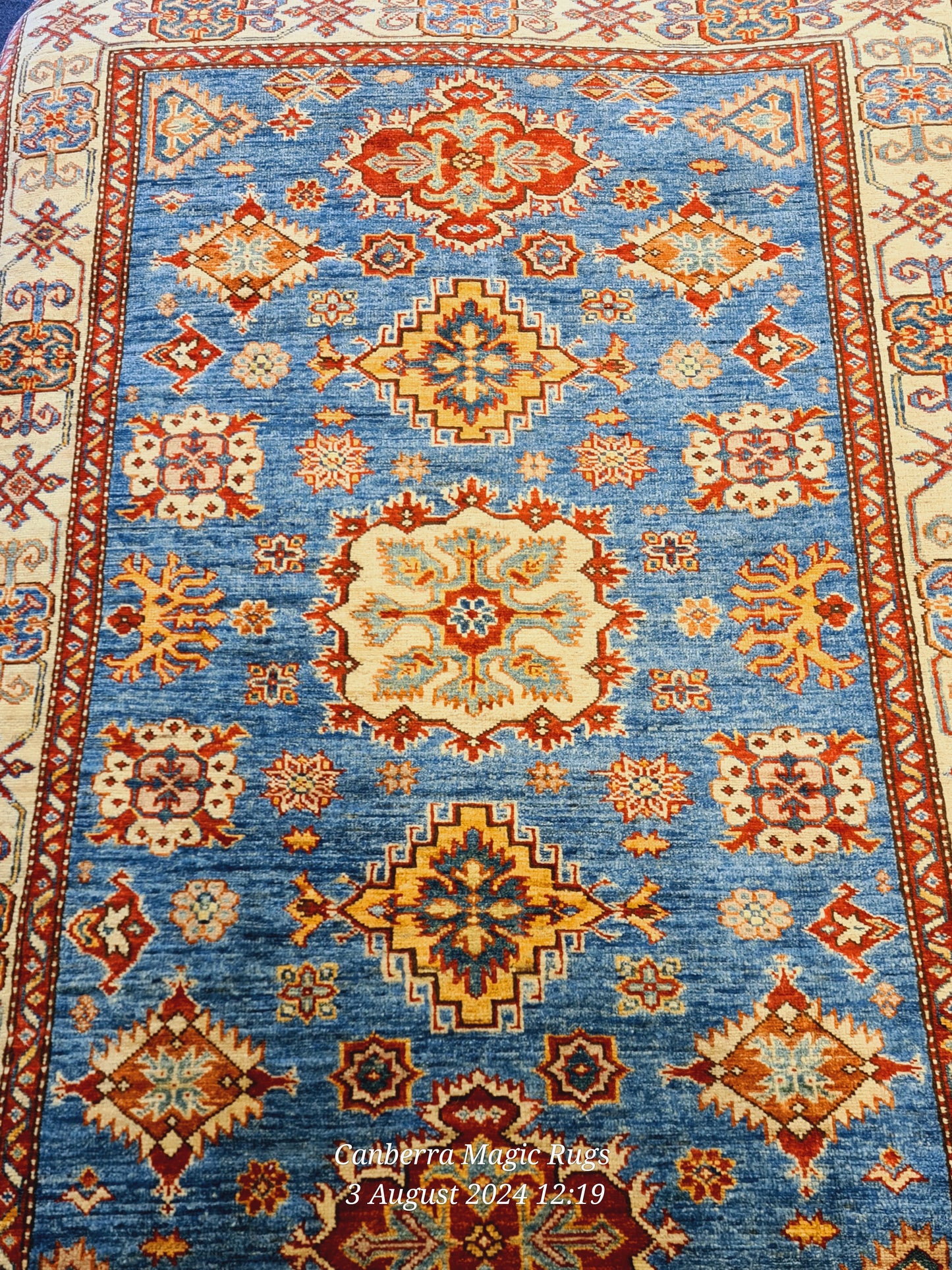 Superfine Kazak made from pure Lamb's Wool pile on cotton Based