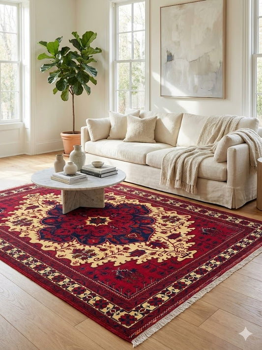 Authentic Wool Rugs Online Beljik Wool Rug from North of Afghanistan (150 x 210 CM) | Authentic Wool Rugs Online - /products/hand-knotted-beljik-wool-rug-online