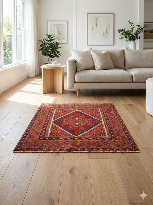 Wool Handmade rug100% Wool Hand Knotted Made in Afghanistan (40 x 40 cm) - /products/buy-afghan-wool-rugs-online